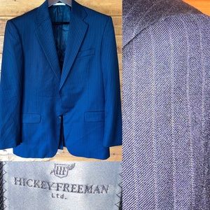 $695 Hickey Freeman wool navy pinstripe Blazer 42R